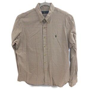 Ralph Lauren Shirt Mens XL Brown Green Plaid Button Down‎ Long Sleeve Pony Logo